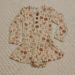 Posh Peanut EUC Orange Alphabet Medley Twirl Skirt Bodysuit 18-24 Months
